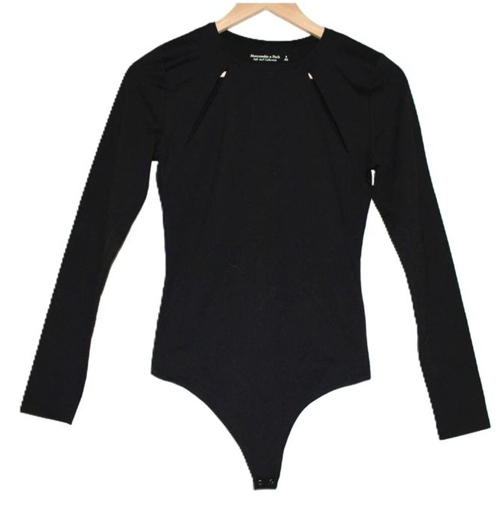 Womens Abercrombie & Fitch Soft AF Collection Black Cutout Bodysuit Top Size S